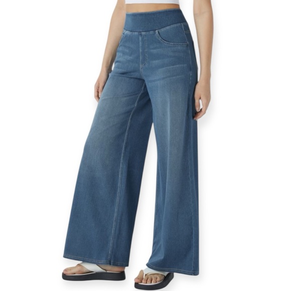 HALARA Blue Flare & Wide Leg Jeans Size Petite Medium - Picture 10 of 15